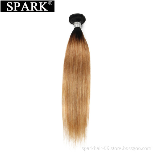 SPARK 10A Ombre Human Hair Bundles 1b/27 Brazilian Honey Blonde Straight Hair Extension Weave 34 36 38 40 Inch Cheap Hair Vendor